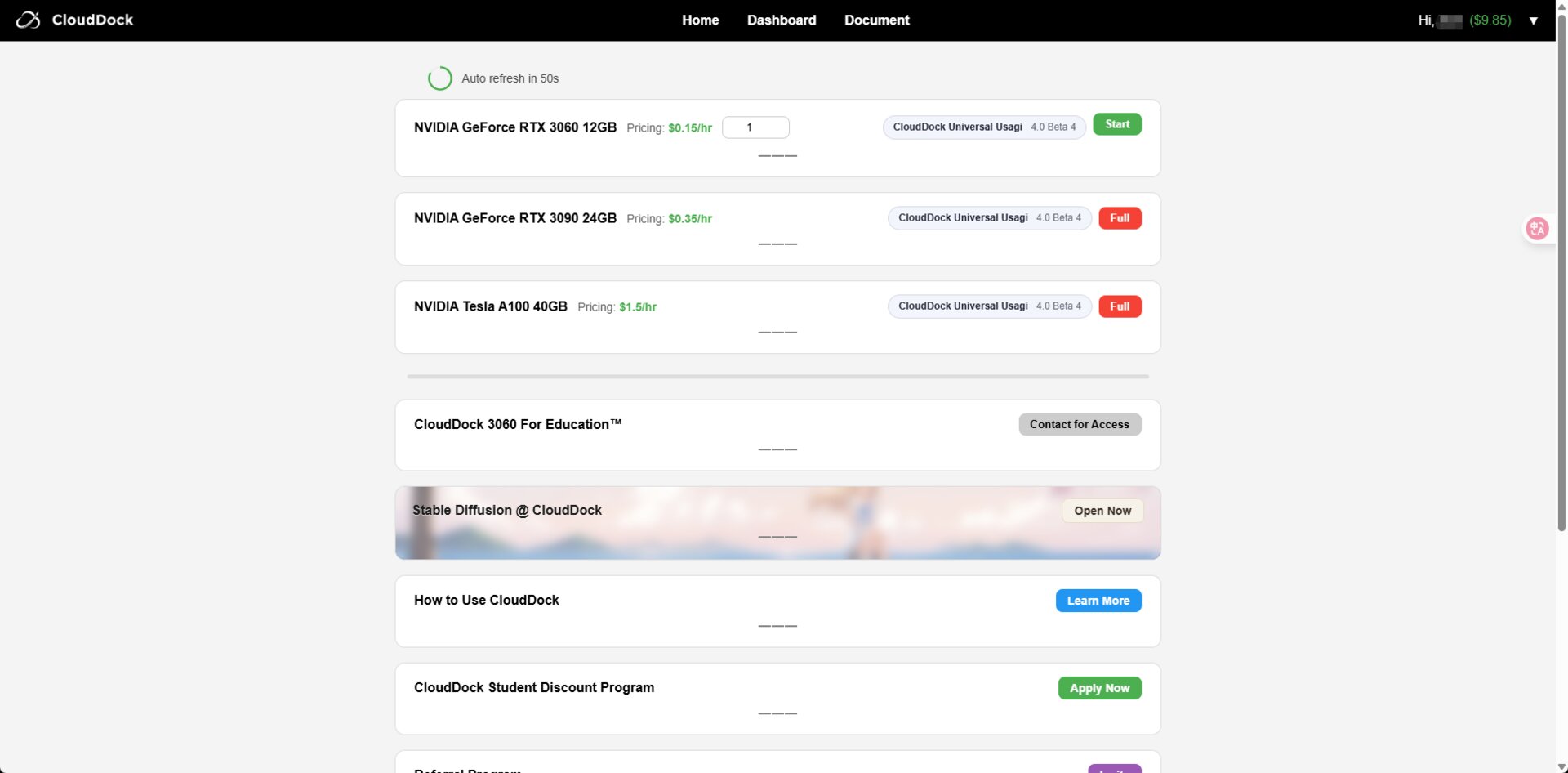 Choose a machine group & Start