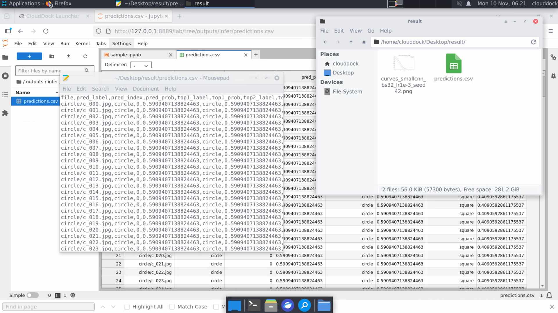 CSV predictions preview in Jupyter