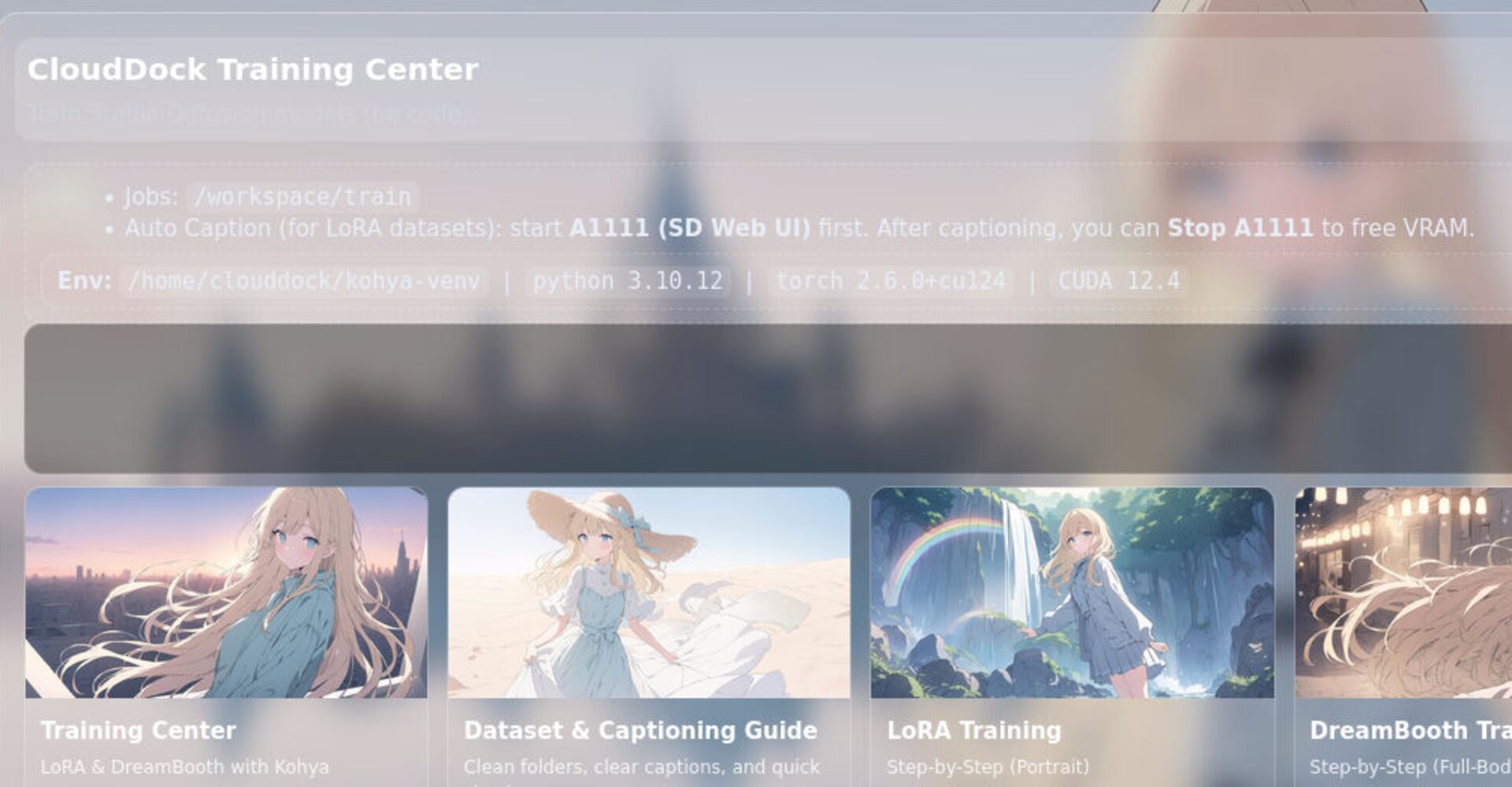 Environment panel with CUDA and PyTorch versions