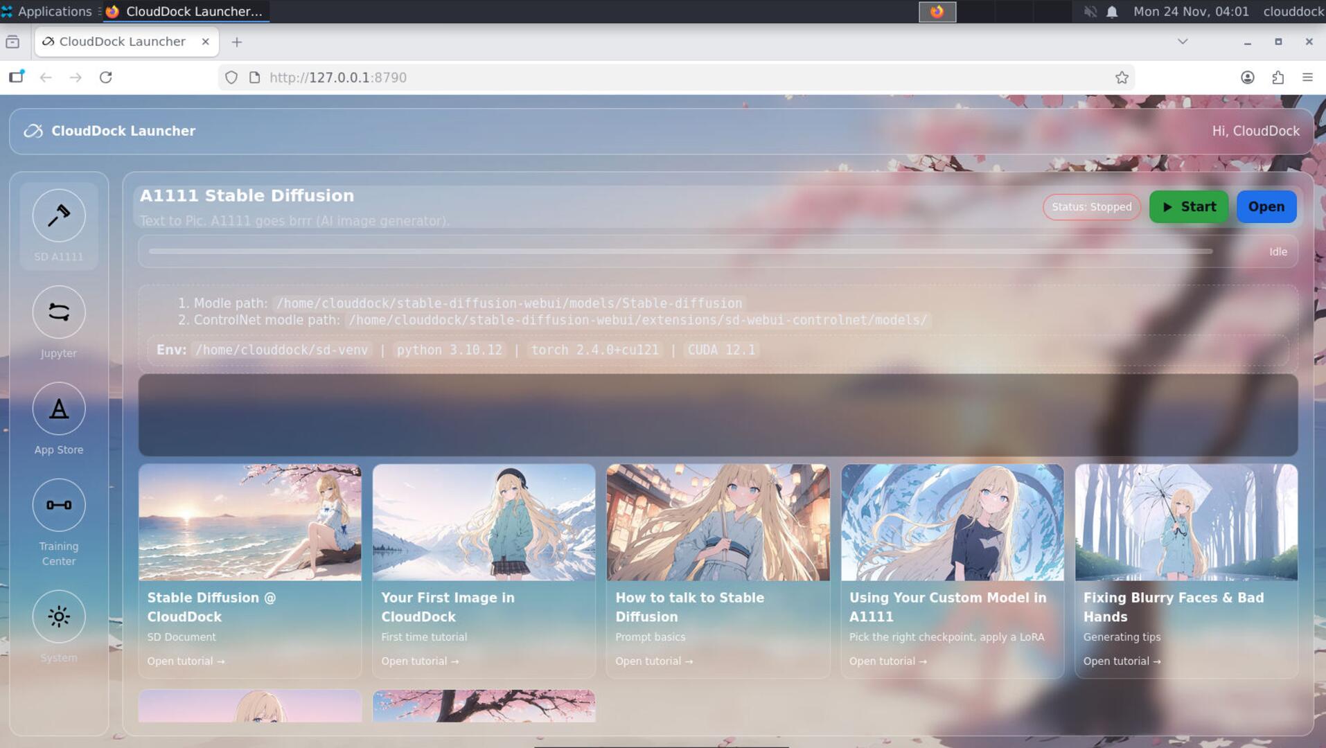 CloudDock Launcher main view