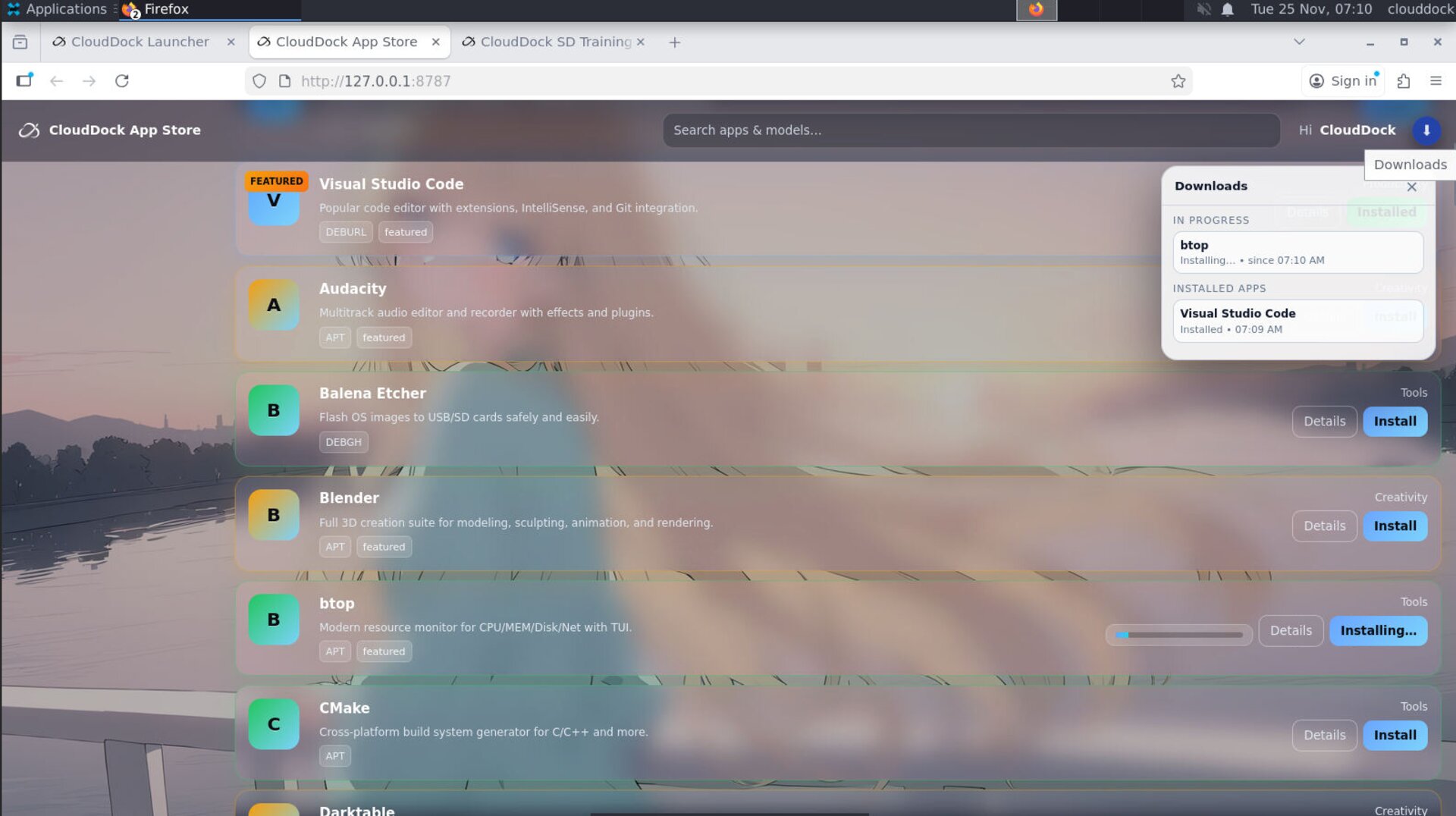 App Store 3.0 download manager with progress