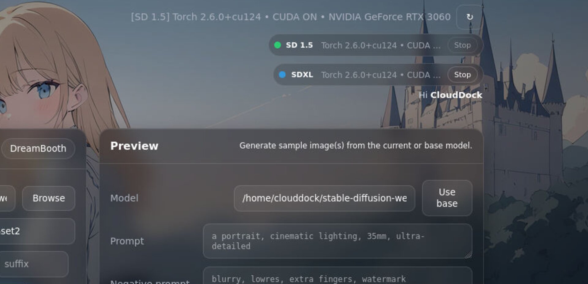 Dual-engine monitoring panel for SD 1.5 and SDXL