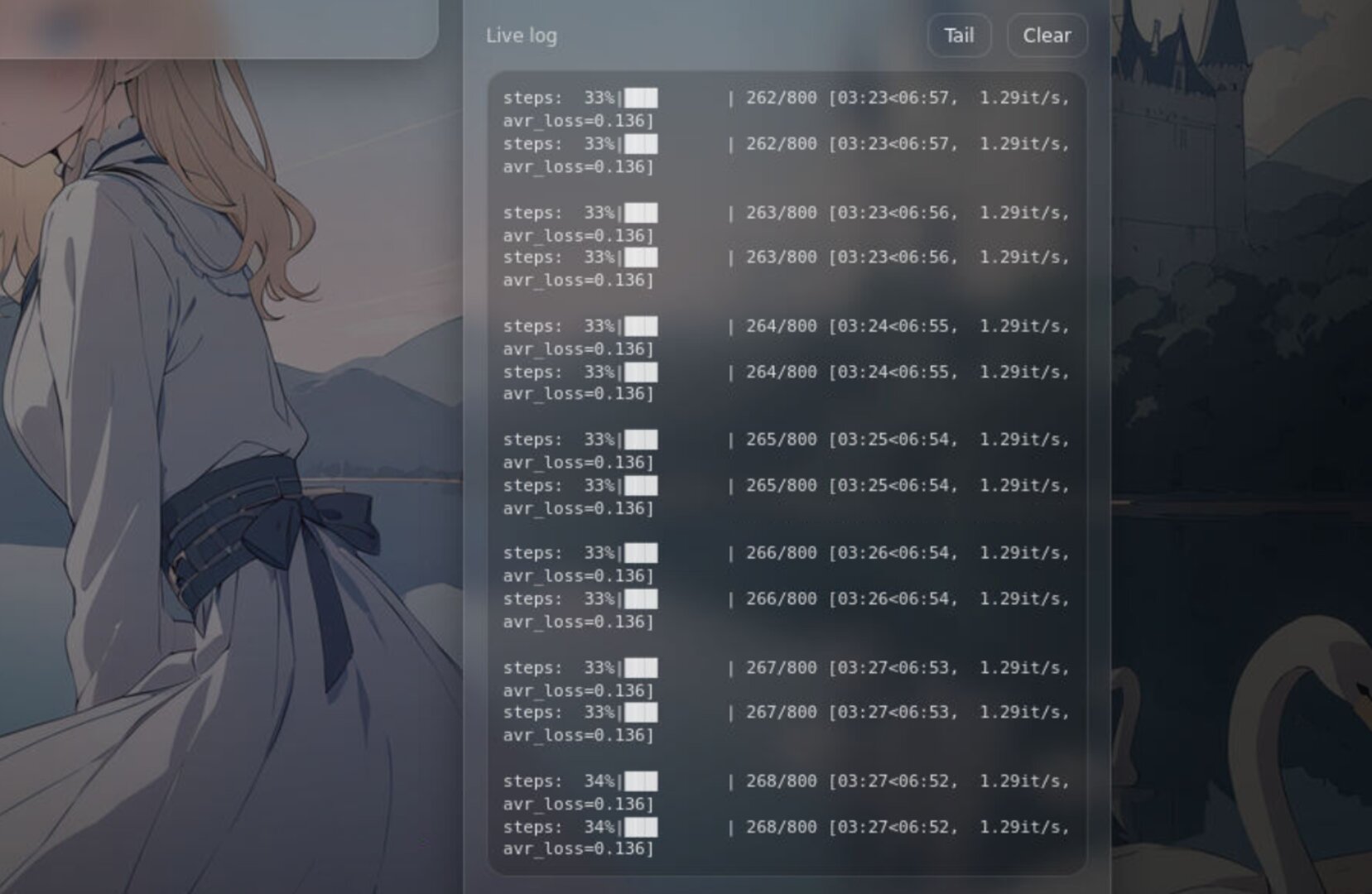 Loss curve detail and job status