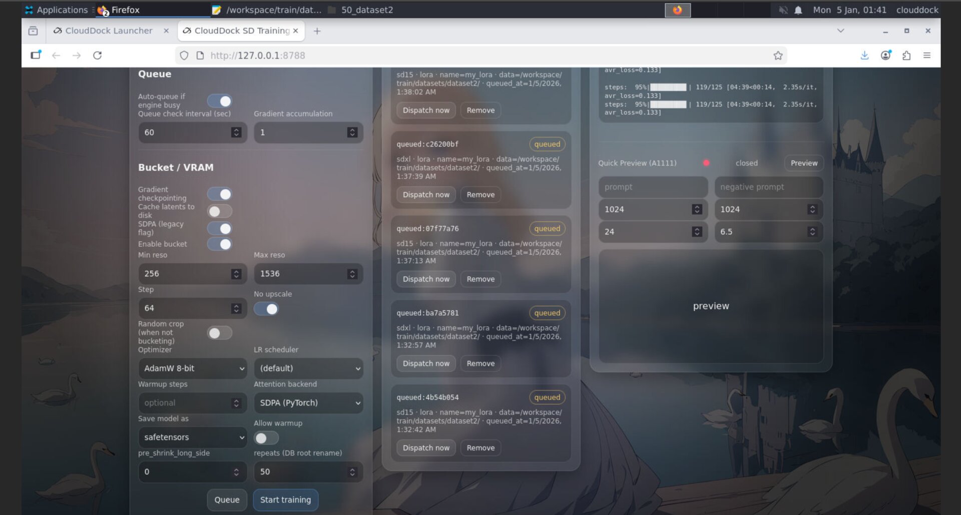 Training Center AdamW8bit support