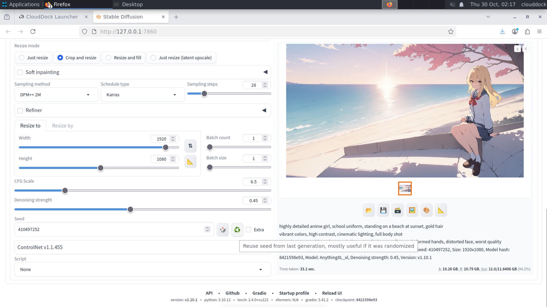 Copying the seed from a result and pasting into the Seed field