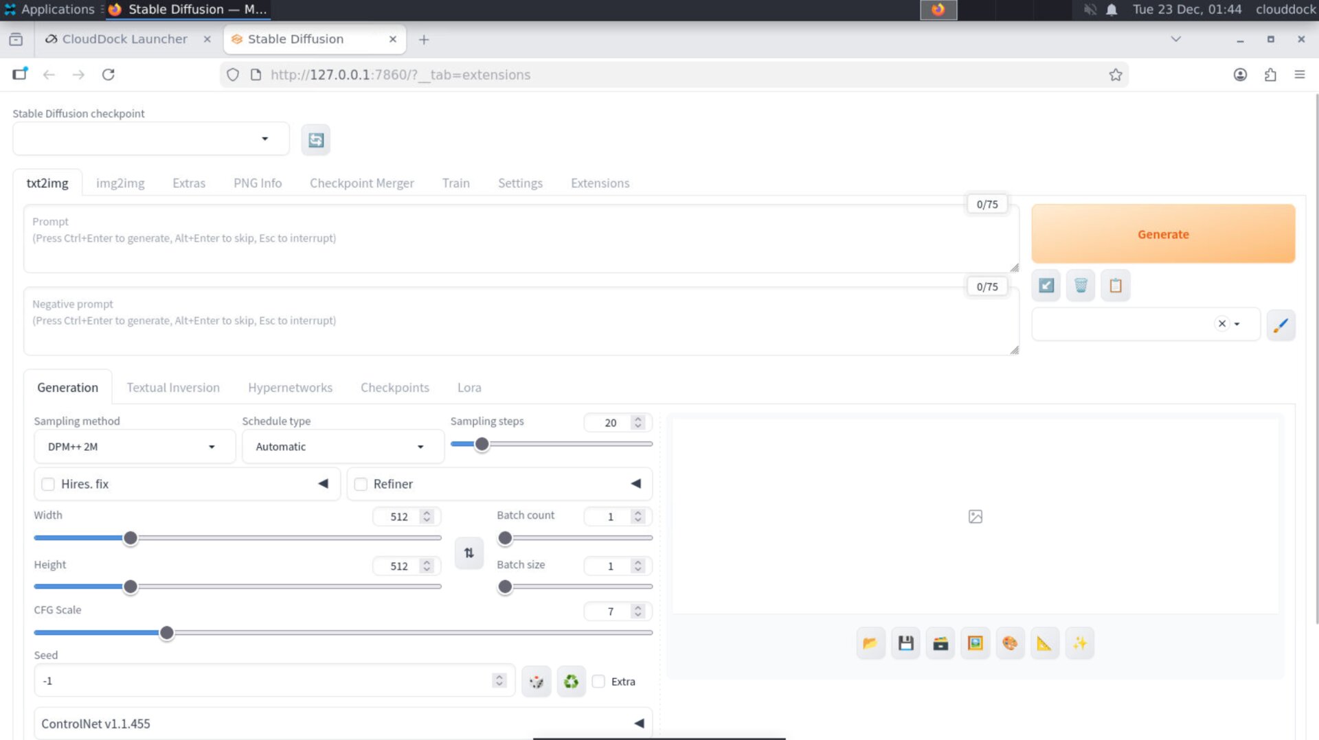 A1111 Stable Diffusion running inside Usagi