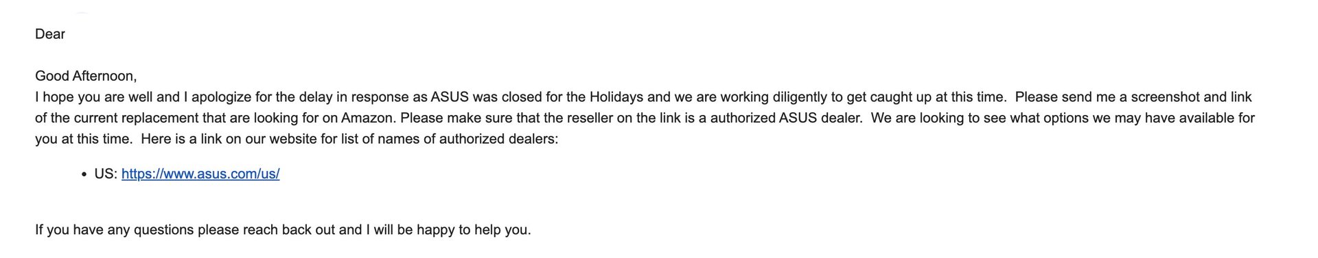 Email: authorized reseller requirement