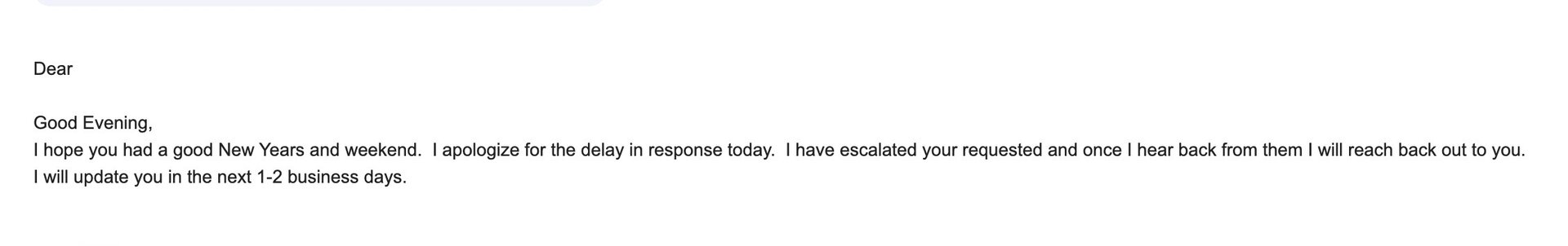 Email: review in 2 business days